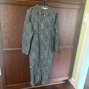 Westside brand black and white Kurta with Bishop Sleeves and Mandarin Collar